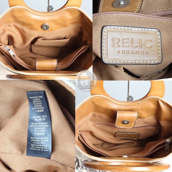 Relic by Fossil Tote Bag or Crossbody Wood Handles Florals with Shoulder Strap - Picture 8 of 8